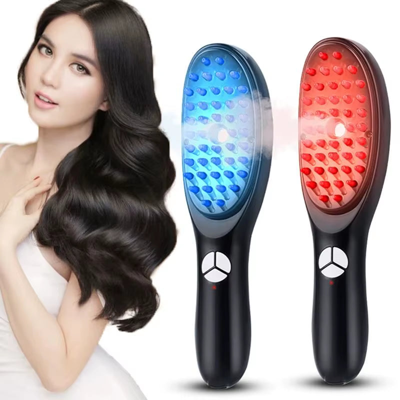 Electric Blue Red Light Therapy Massage Comb Scalp Massager for Hair Growth Negative Ion Spray Head ...