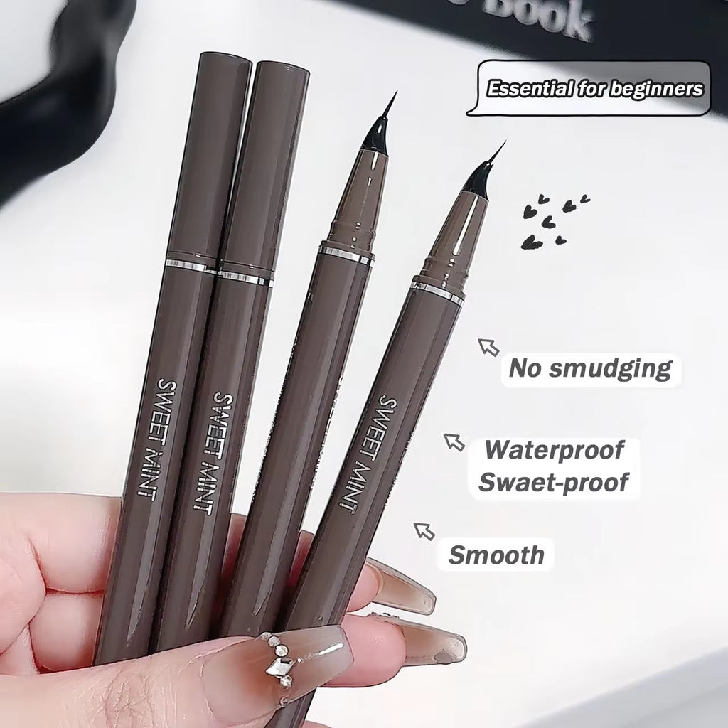 Curved Eyeliner Pen Quick Dry Liquid Eye Liner Easy to Draw Ultra-Fine Lying Silkworm Pencil Black B...