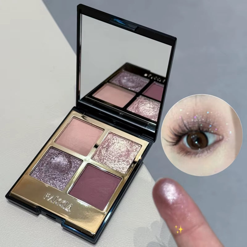 Palette Sparkling Pink Brown Earth Color Smoked Eye Shadow Palette Matte Four-Color Eyeshadow 