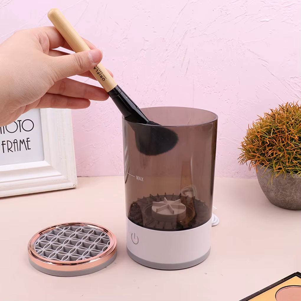 ProClean™ Electric Makeup Brush Cleaner – Automatic 360° Rotating Washer & Rapid Dryer for All Brush Sizes