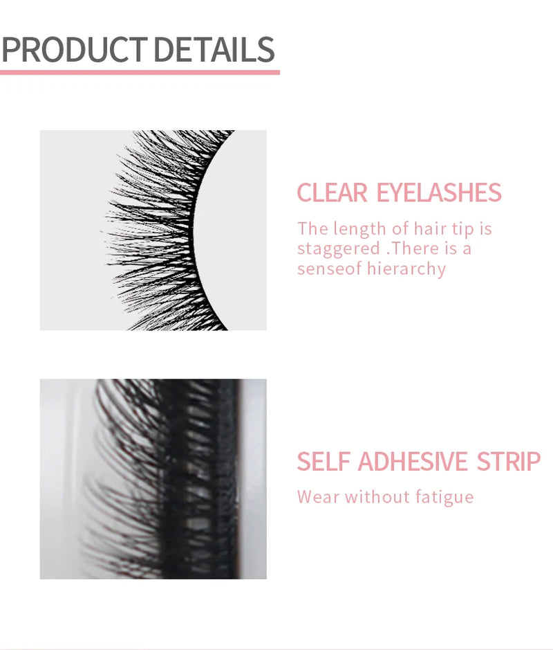Self Adhesive Eyelashes Natural Reusabale - Glamorous Best Seller