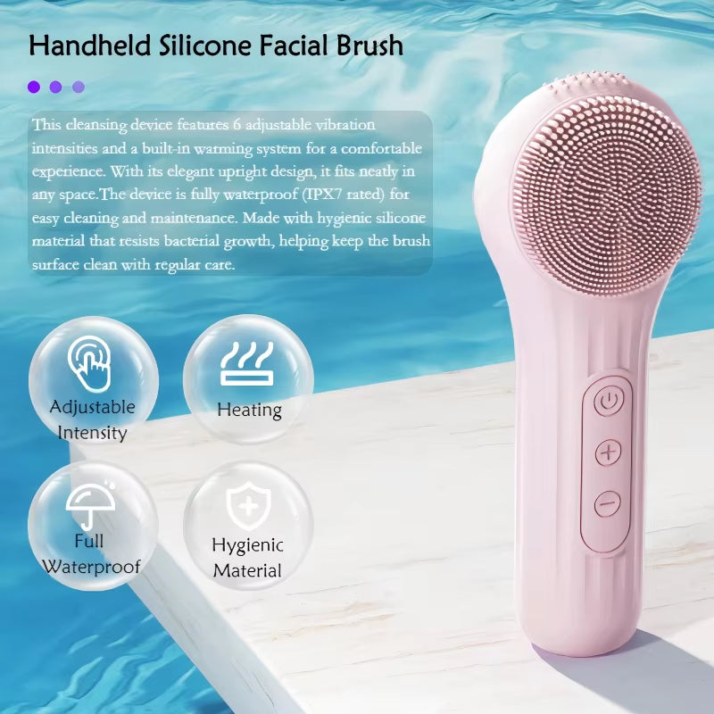 Silicone Face Scrubber IPX7 Waterproof 6-Speed Vibration Cleansing Brush 