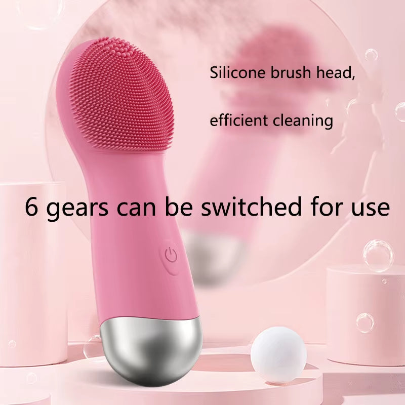 Electric Facial Cleaning Instrument Pore Cleansing Sonic Vibration Massage Silicone Brush Head Face ...