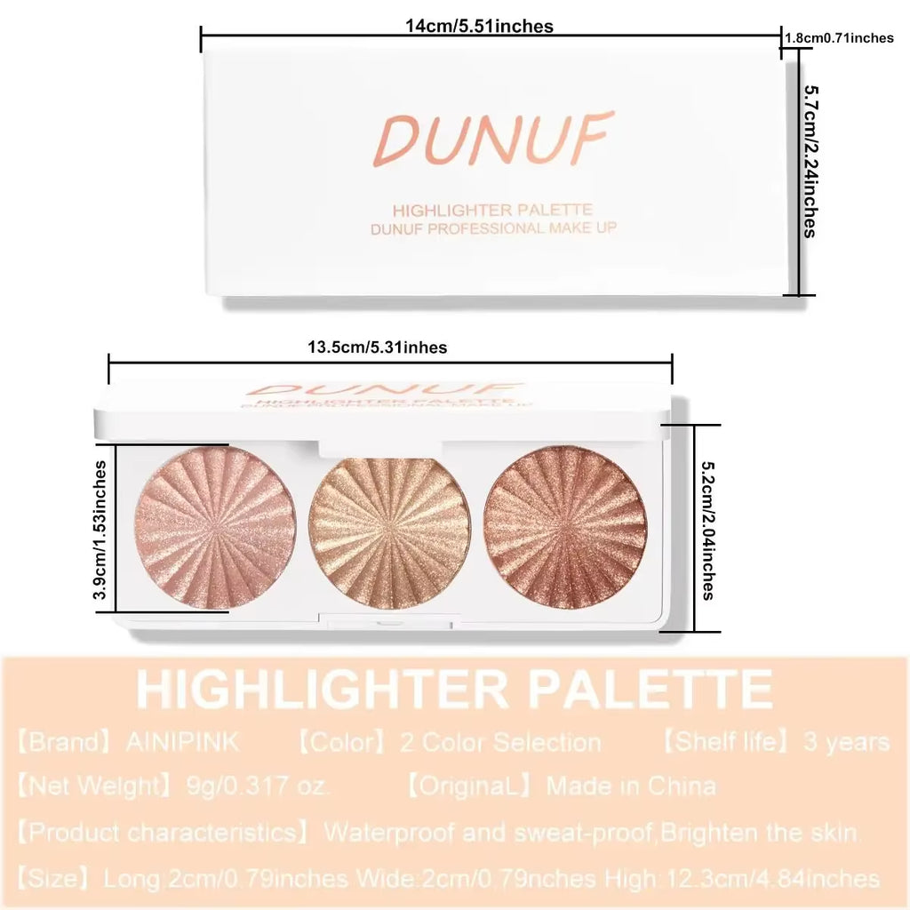Highly Pigmented Waterproof Baked Highlighter Palette Blush Contour 4In1 Face & cheek Makeup Long Lasting Be...