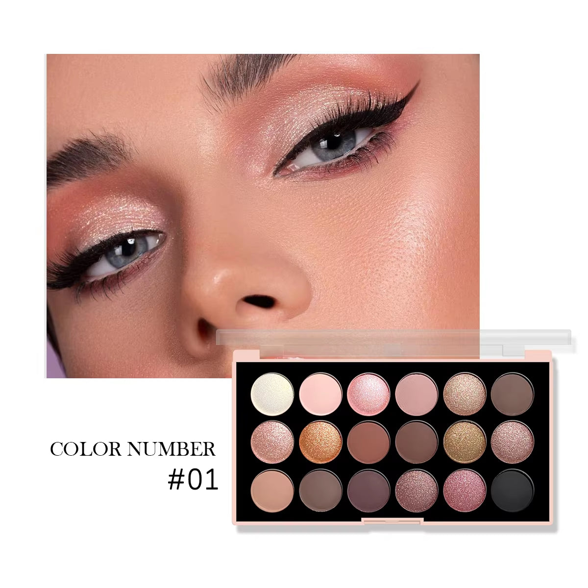 18-Color Eyeshadow Palette – Pearlescent, Matte, Fine Shimmer, Glitter, Earth Tones, Long-Lasting, face and cheek