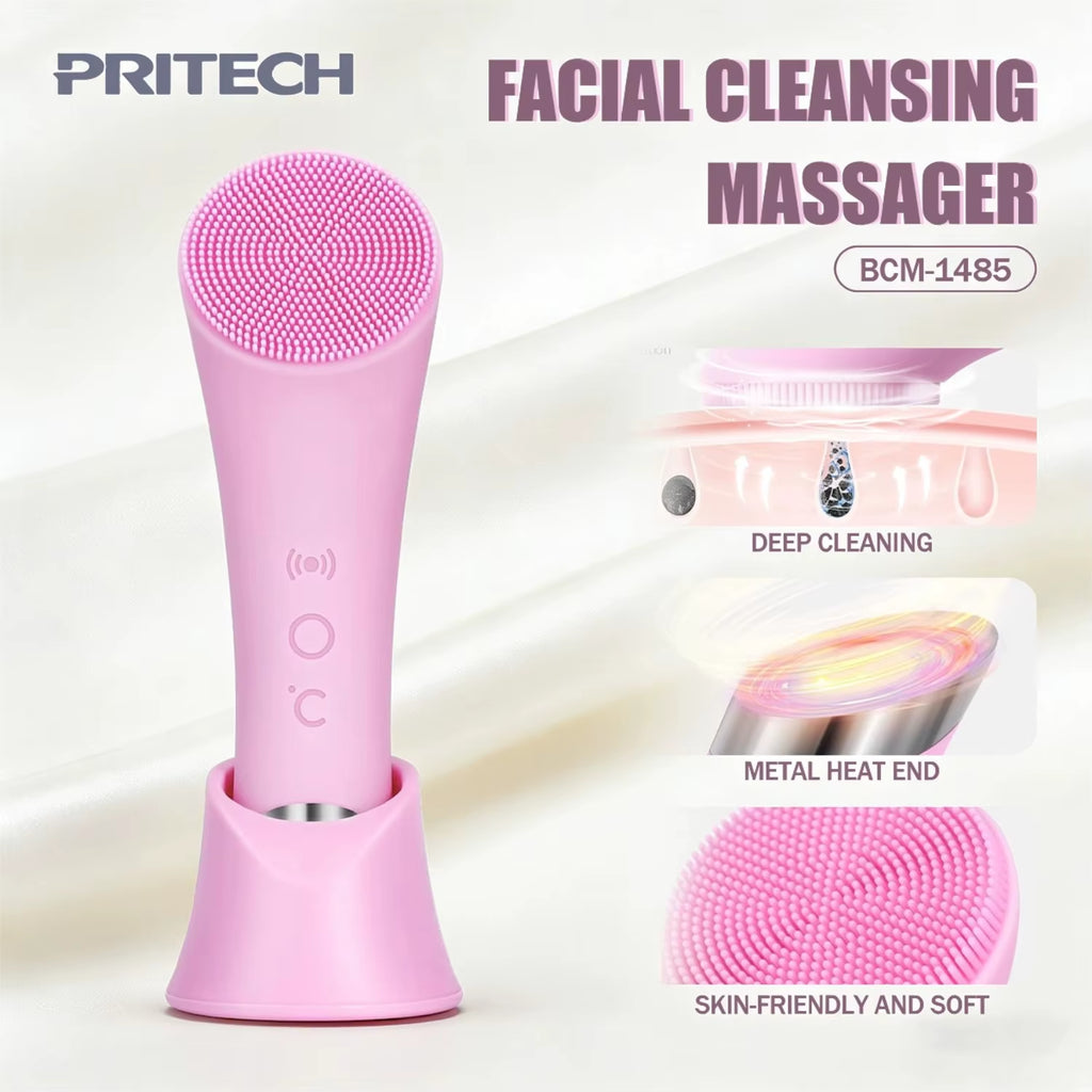 PRITECH Rechargeable Facial Cleansing Brush Vibration Exfoliating Cleansing Brush Waterproof Face Br...