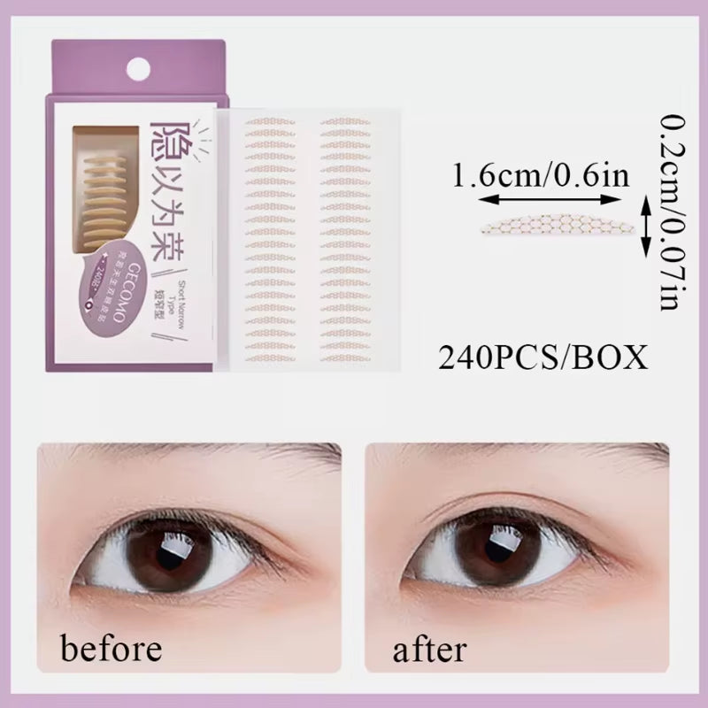 240Pcs Invisible Eyelid Tape Natural Paste Long Lasting Double-Fold Self-Adhesive Sticker for Mono...