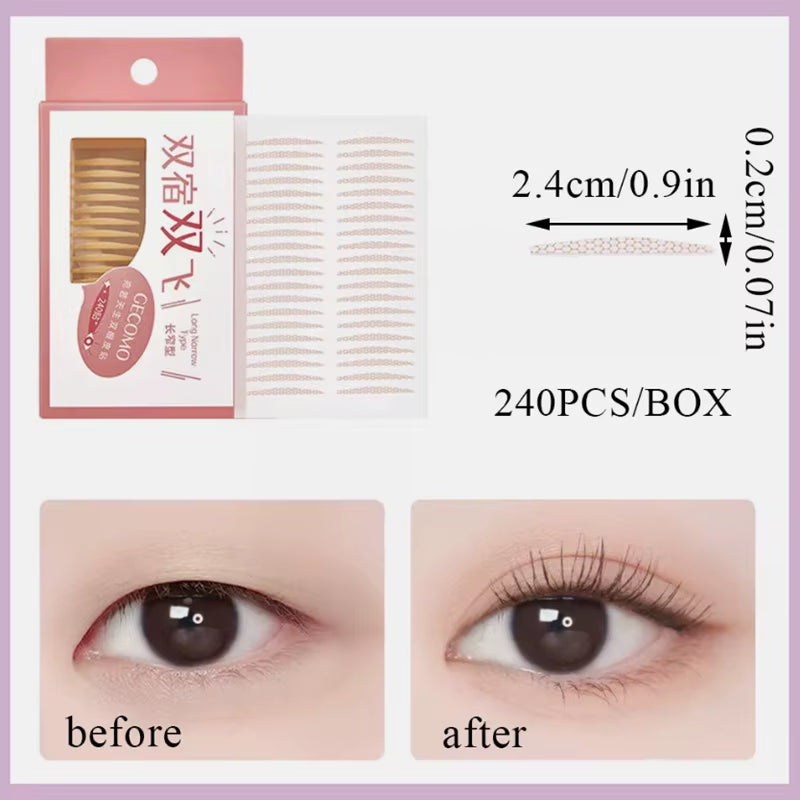 240Pcs Invisible Eyelid Tape Natural Paste Long Lasting Double-Fold Self-Adhesive Sticker for Mono...