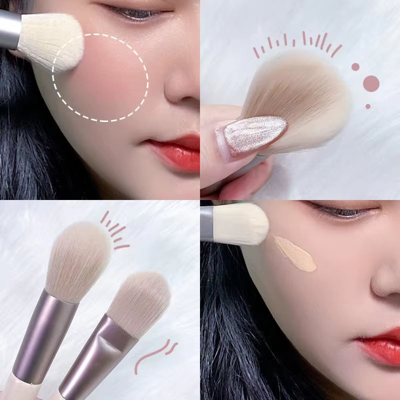 Mini Soft and Fluffy Makeup Brush Set, Perfect for Makeup Beginners, Used for Foundation, 8-Piece Mini Face & Cheeks