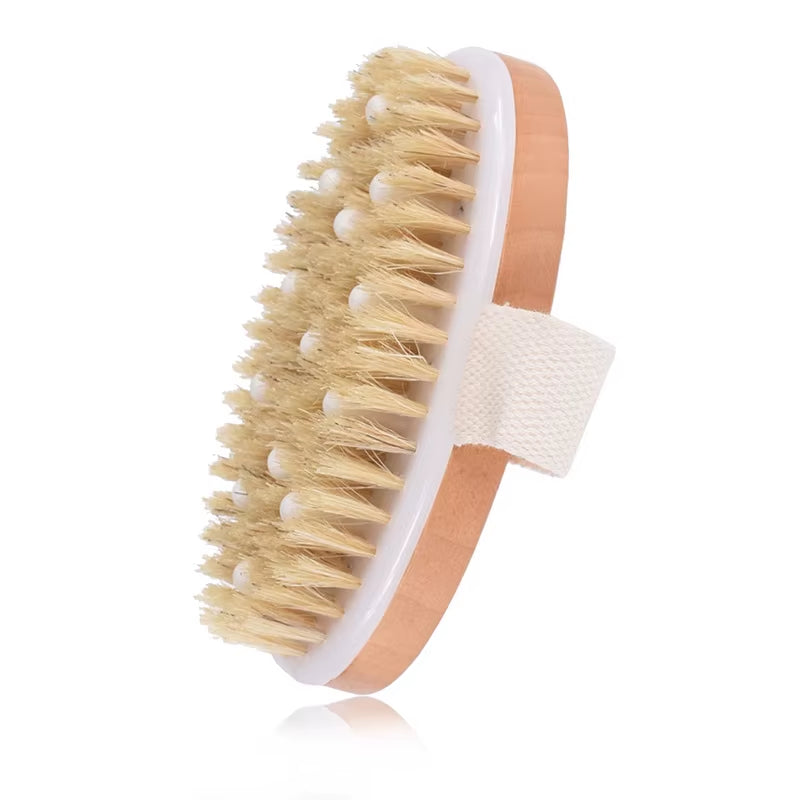 Wooden Body Brush Natural Boar Bristle Dry Skin Woman Man Body Brush Bamboo Wet Back Shower Brushes ...