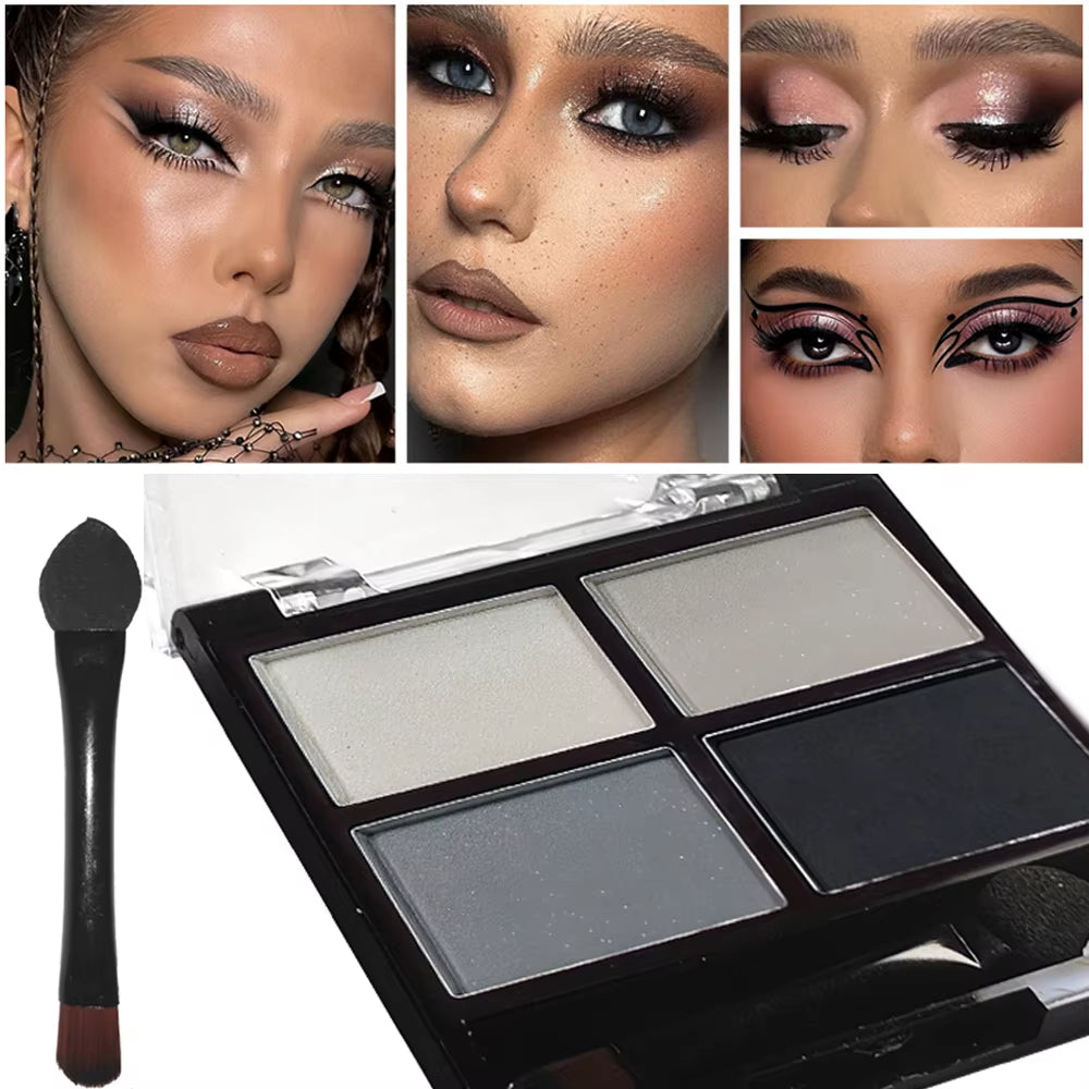  Palette Gray Black Smoky Makeup Matte Pearlescent Silkworm Brightening Base Eyes 4 color eyeshadow