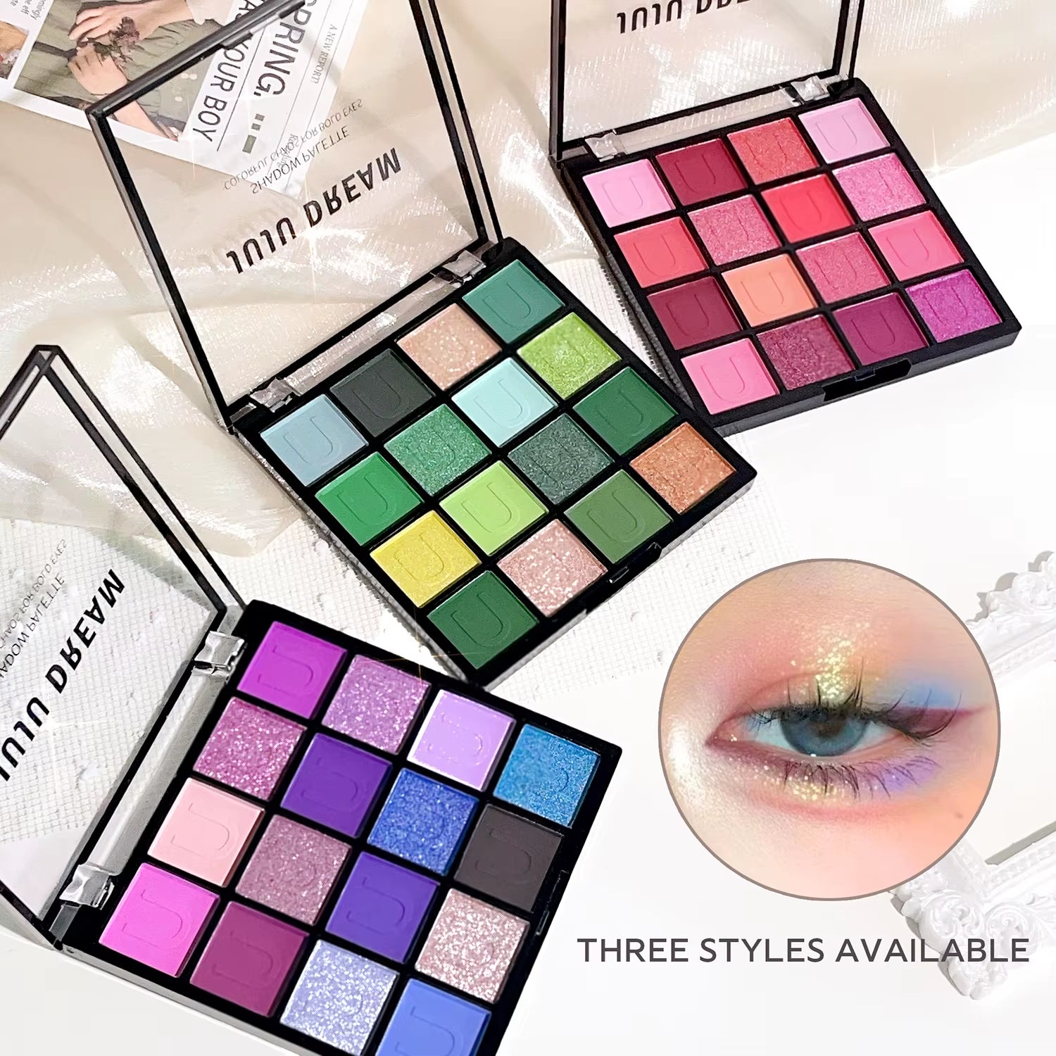  Koi, Mermaid, Enchanted Forest, with Pearlescent, Matte, and Fine Shimme 16-Color Eyeshadow Palette: 