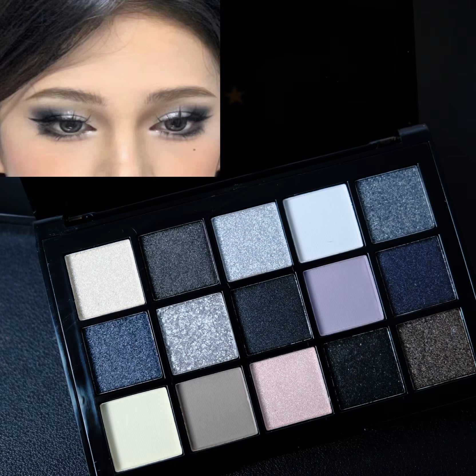 Black Smokey Eyeshadow Palette, 15 Colors ,Punk Style,Neutral Eye Make Up