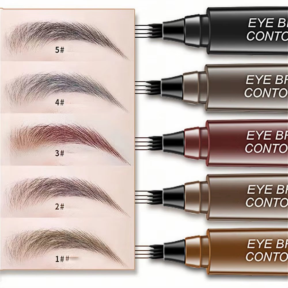 5 Colors Microblading Eyebrow Pen Waterproof Liquid Eyebrow Pencil Long Lasting Eyebrow Pen 4 Points...