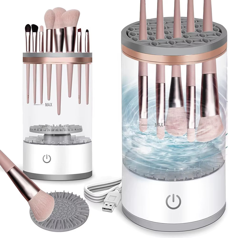 ProClean™ Electric Makeup Brush Cleaner – Automatic 360° Rotating Washer & Rapid Dryer for All Brush Sizes