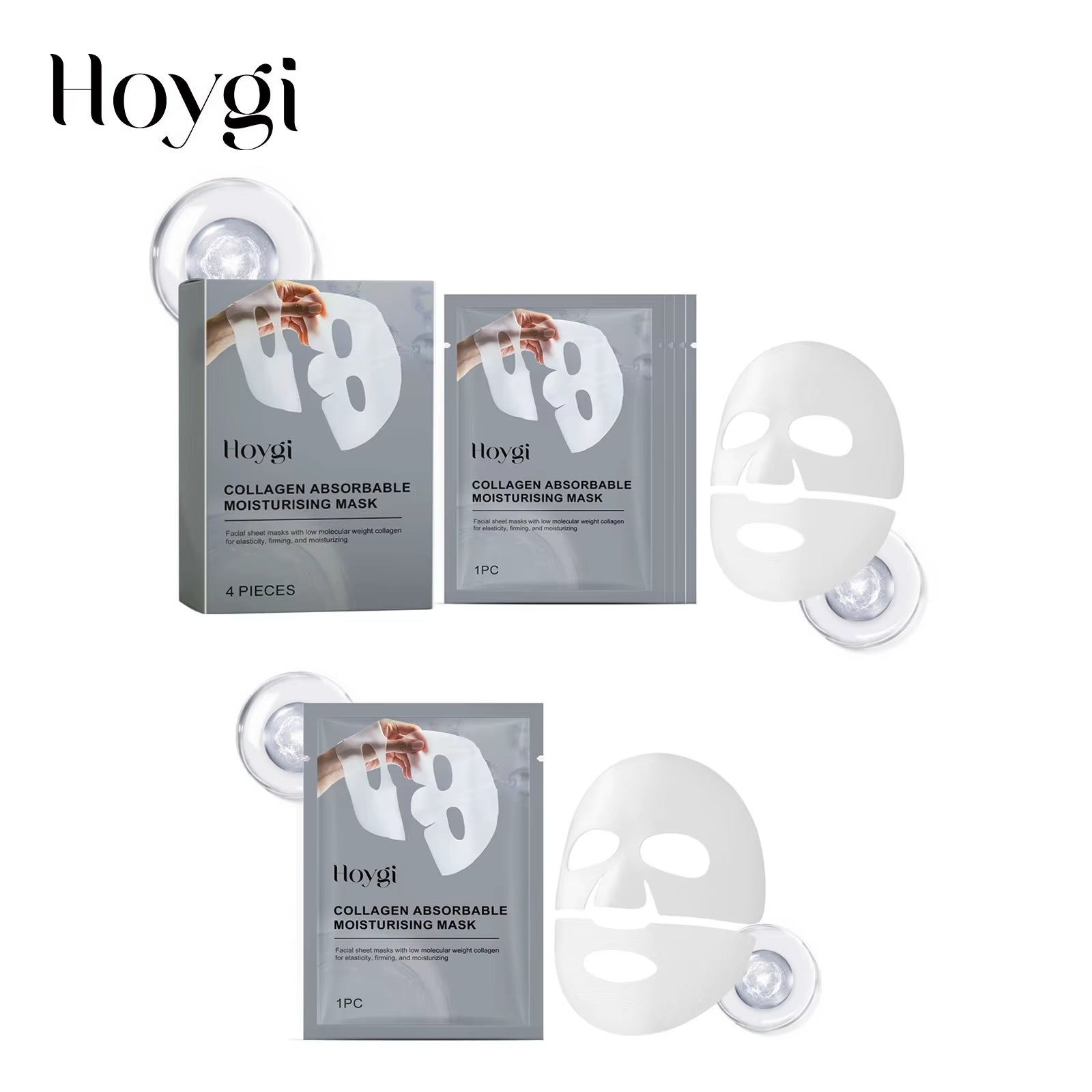 Collagen Face Mask Hydrating Shrinking Pores Fade Fine Lines Moisturizing Refreshing Hyaluronic Acid...
