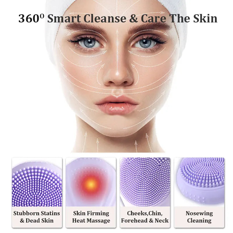 Sonic Waterproof Facial Cleansing Brush for Men & Women Rechargeable Exfoliating Electric Face Scrubber