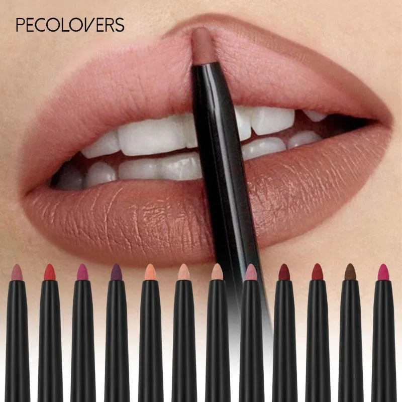Waterproof Matte Lipliner Pencil Red Contour Tint Lipstick Long Lasting Non-Stick Cup Moisturising Eyeliner