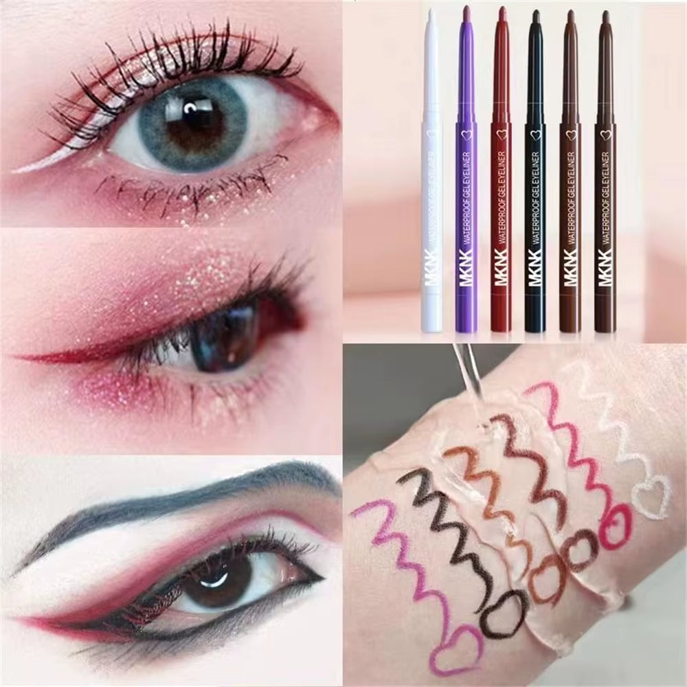 Eyeliner Lip Liner Gel Pencil Waterproof Long-Lasting White Black Brown Easy Wear1/6Pcs 2 in 1