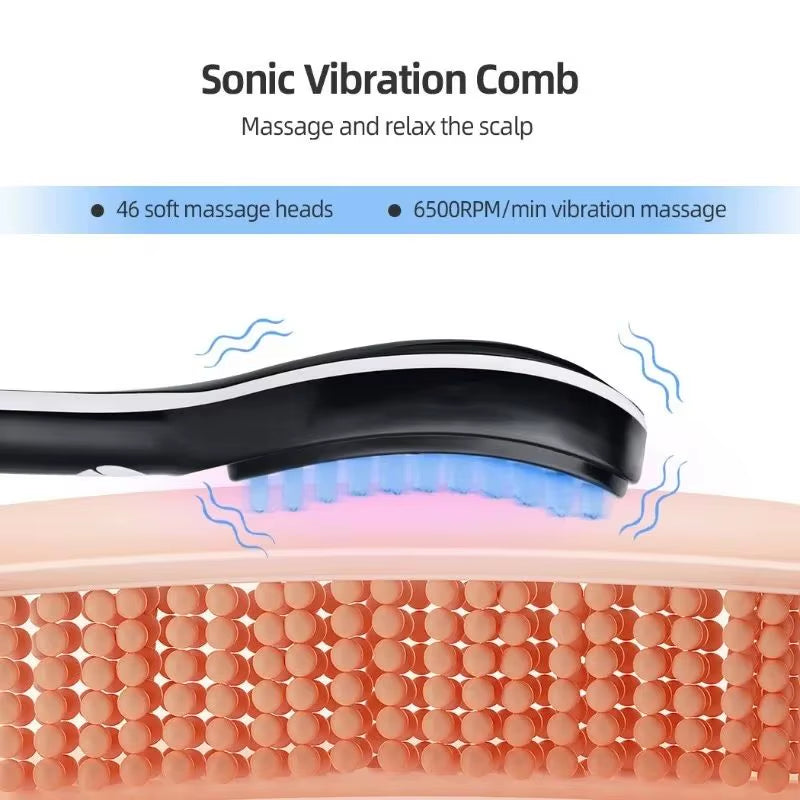 Electric Blue Red Light Therapy Massage Comb Scalp Massager for Hair Growth Negative Ion Spray Head ...