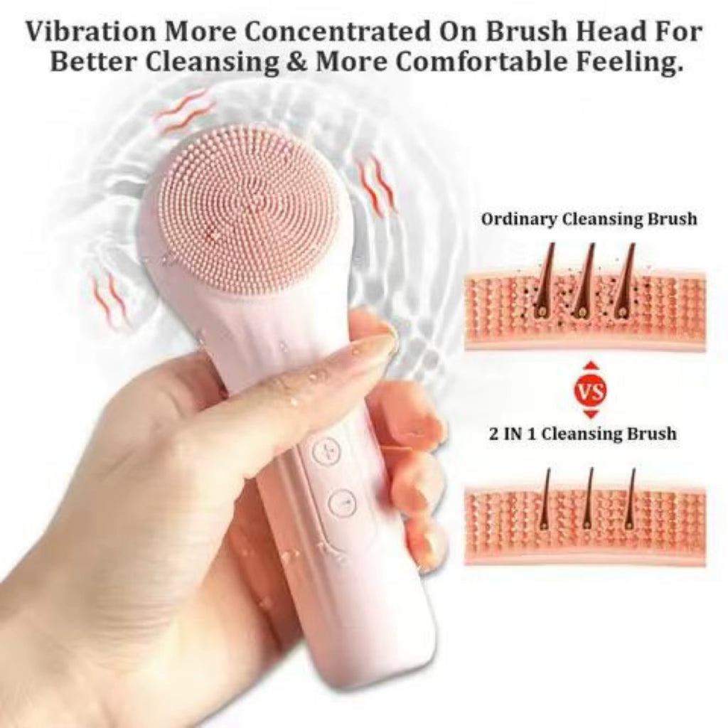 Silicone Face Scrubber IPX7 Waterproof 6-Speed Vibration Cleansing Brush 