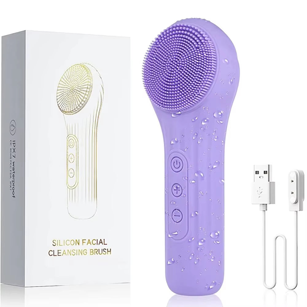 Sonic Waterproof Facial Cleansing Brush Rechargeable Scrubber 