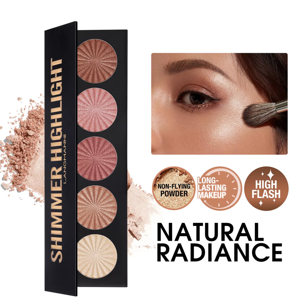 Highlighting and Contouring Palette 5 Colours All-In-One Makeup Palette Stereoscopic Natural Highlight face and cheek makeup 