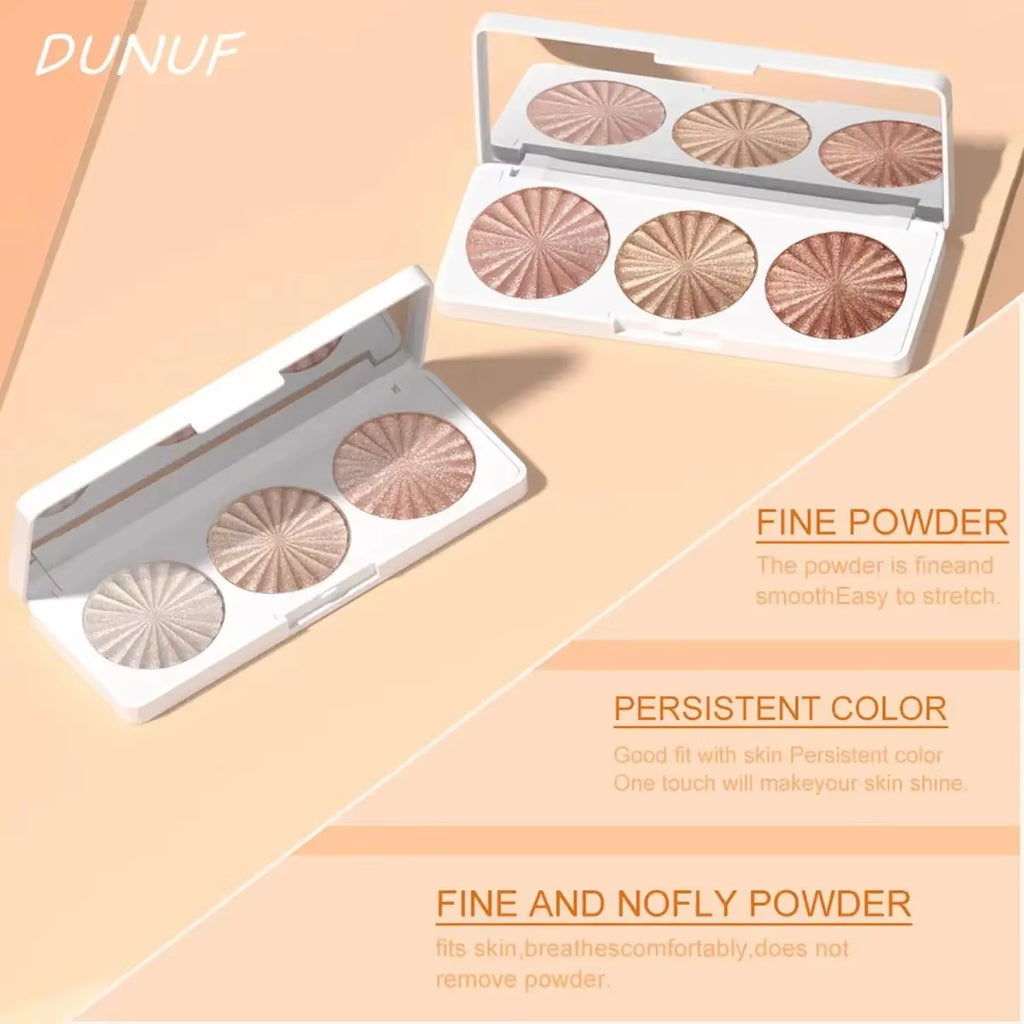 Highly Pigmented Waterproof Baked Highlighter Palette Blush Contour 4In1 Face & cheek Makeup Long Lasting Be...