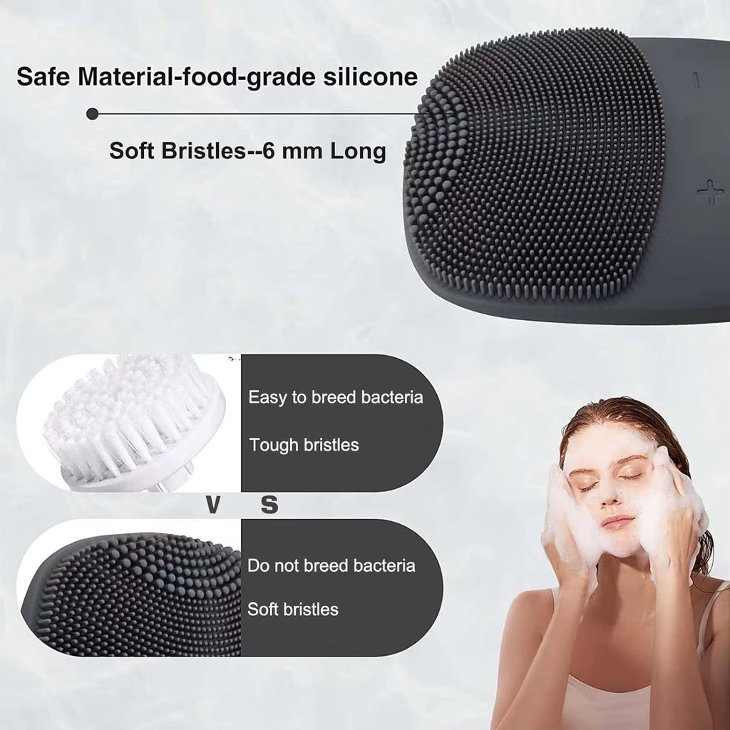 Square Rechargeable Silicone Facial Cleanser Electric Facial Cleanser Ultrasonic Facial Massage Beauty