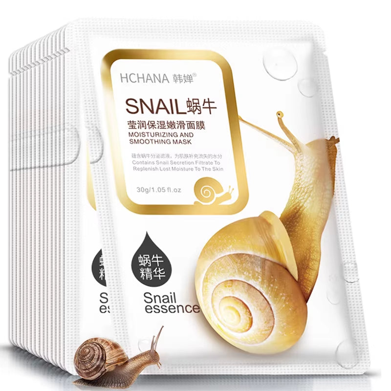 Snail Moisturizing Face Mask Anti-Aging anti Wrinkles Whitening Facial Masks 10/20/30Pcs S