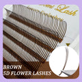 Domi Brown 5D Flower Lashes LC LB M Curl Spikes Eyelash Extensions Fluffy Volume Fans Wispy