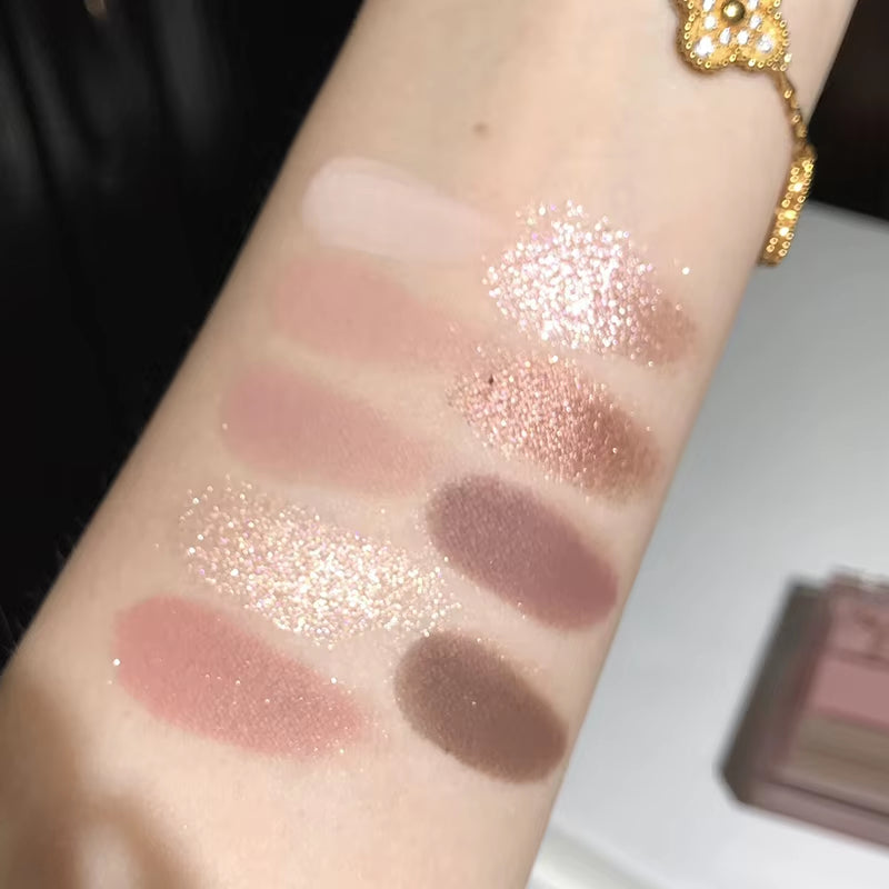 12Color Pink Brown Eye Shadow Tray Pearl Glitter Earth Matte Chocolate Eyeshadow Palette Korea Low S...