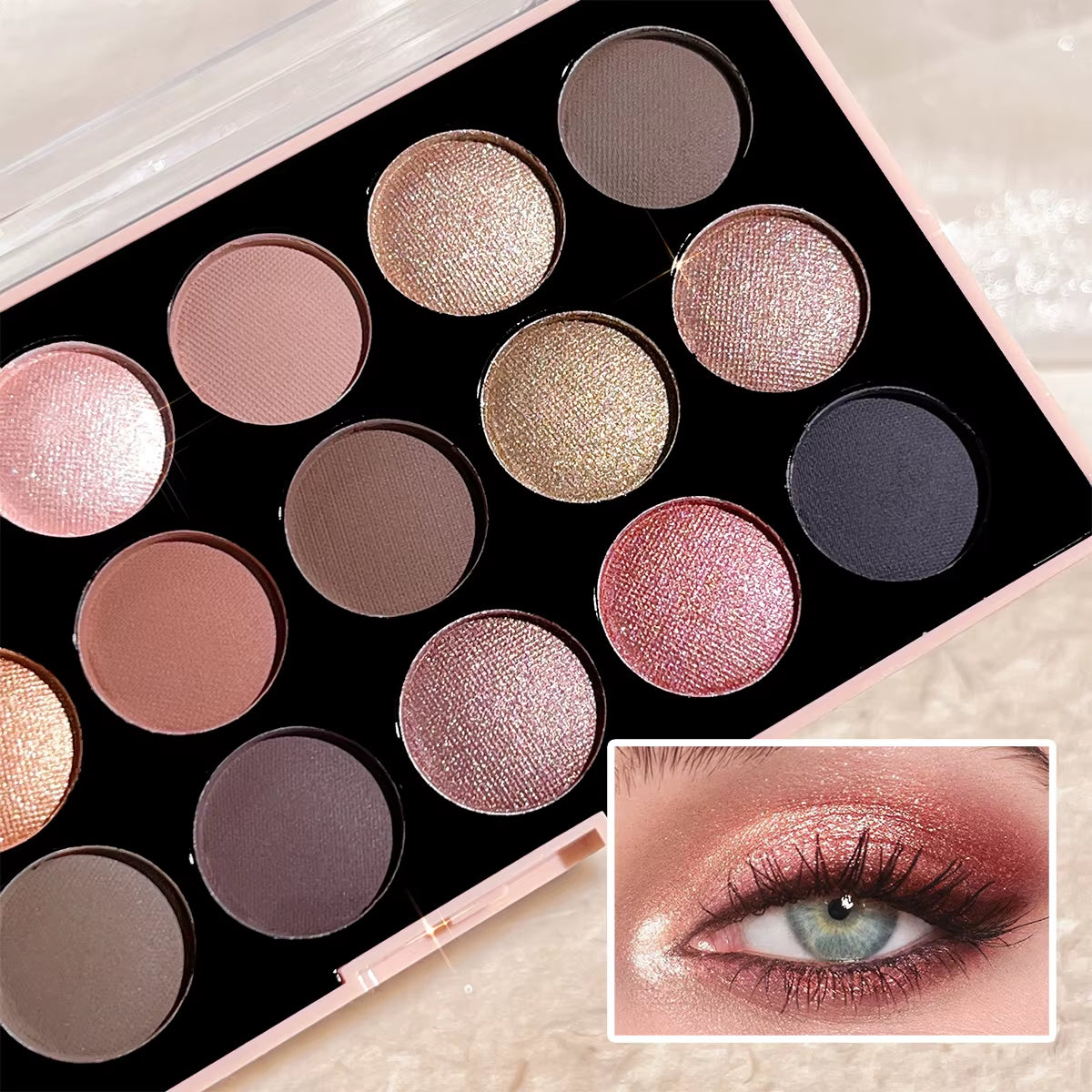 18-Color Eyeshadow Palette – Pearlescent, Matte, Fine Shimmer, Glitter, Earth Tones, Long-Lasting, face and cheek