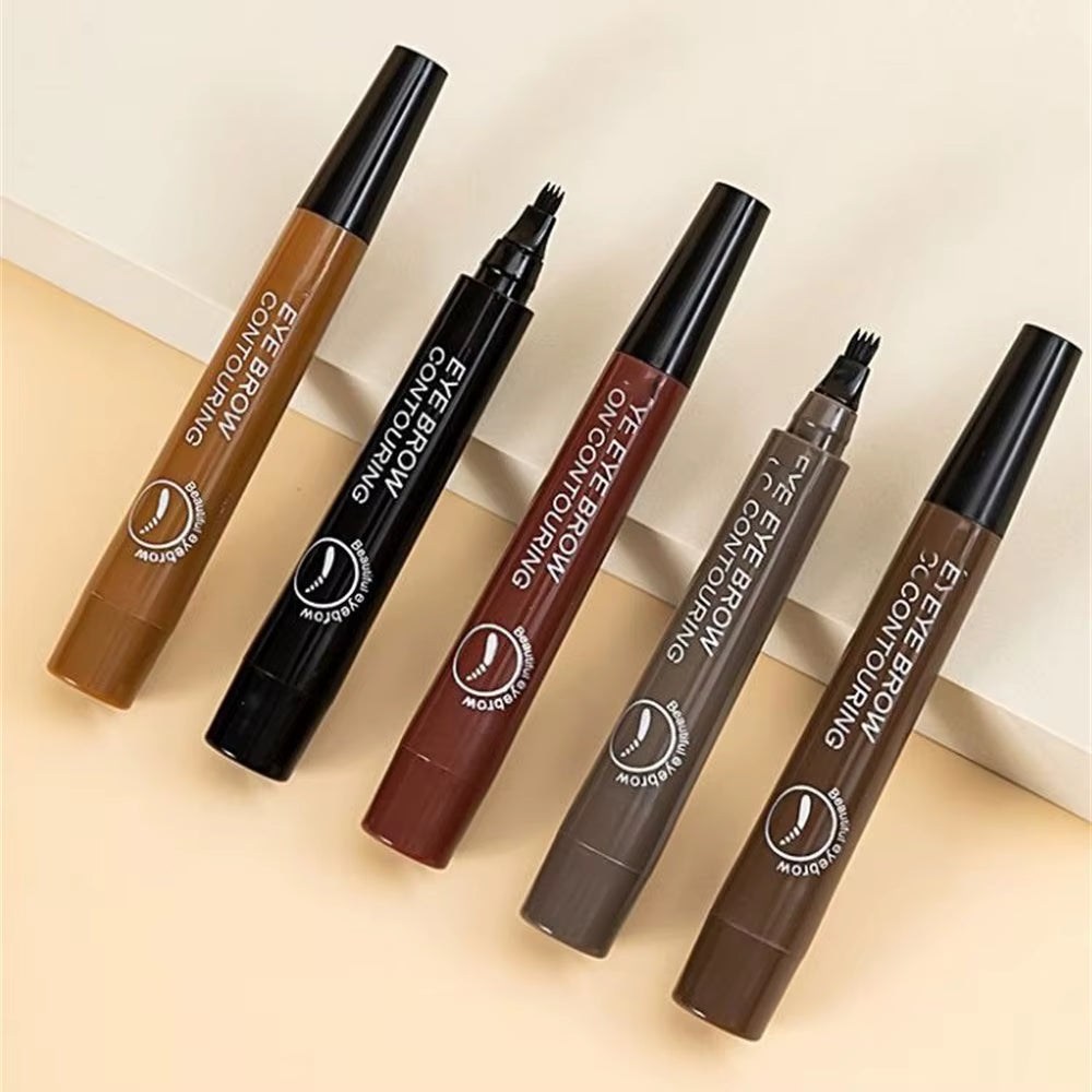 5 Colors Microblading Eyebrow Pen Waterproof Liquid Eyebrow Pencil Long Lasting Eyebrow Pen 4 Points...