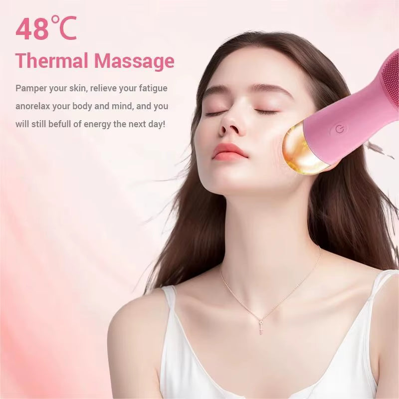 Electric Silicone Facial Cleanser Brush - Vibration Massage Roller & Waterproof Pore Cleaner, Skinca...