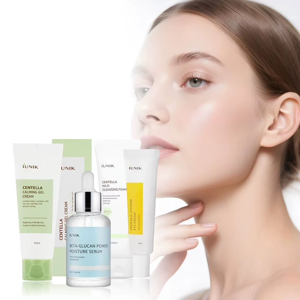 Korean IUNIK Beta-Glucan Skincare Set Centella Asiatica Facial Cleanser