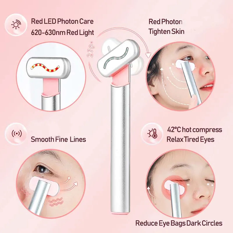 Portable Red Light Therapy Wand Facial Device 4-In-1 Microcurrent Skin Tightening Double Chin Reduce...