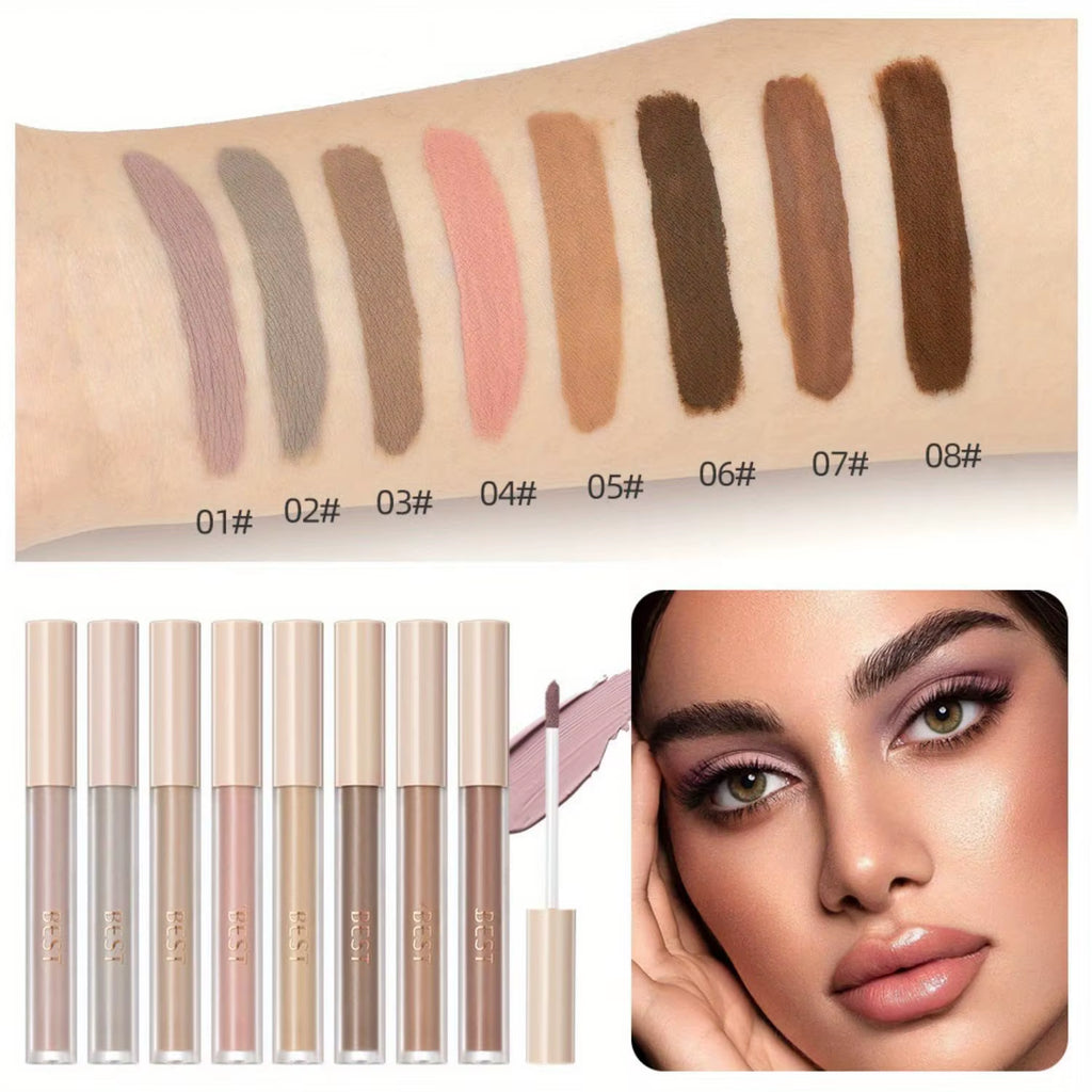 8 Colors Matte Liquid Eyeshadow Neutral Naked Smooth Creamy Eyeshadow Lightweight High-Pigmented Eyelashes
