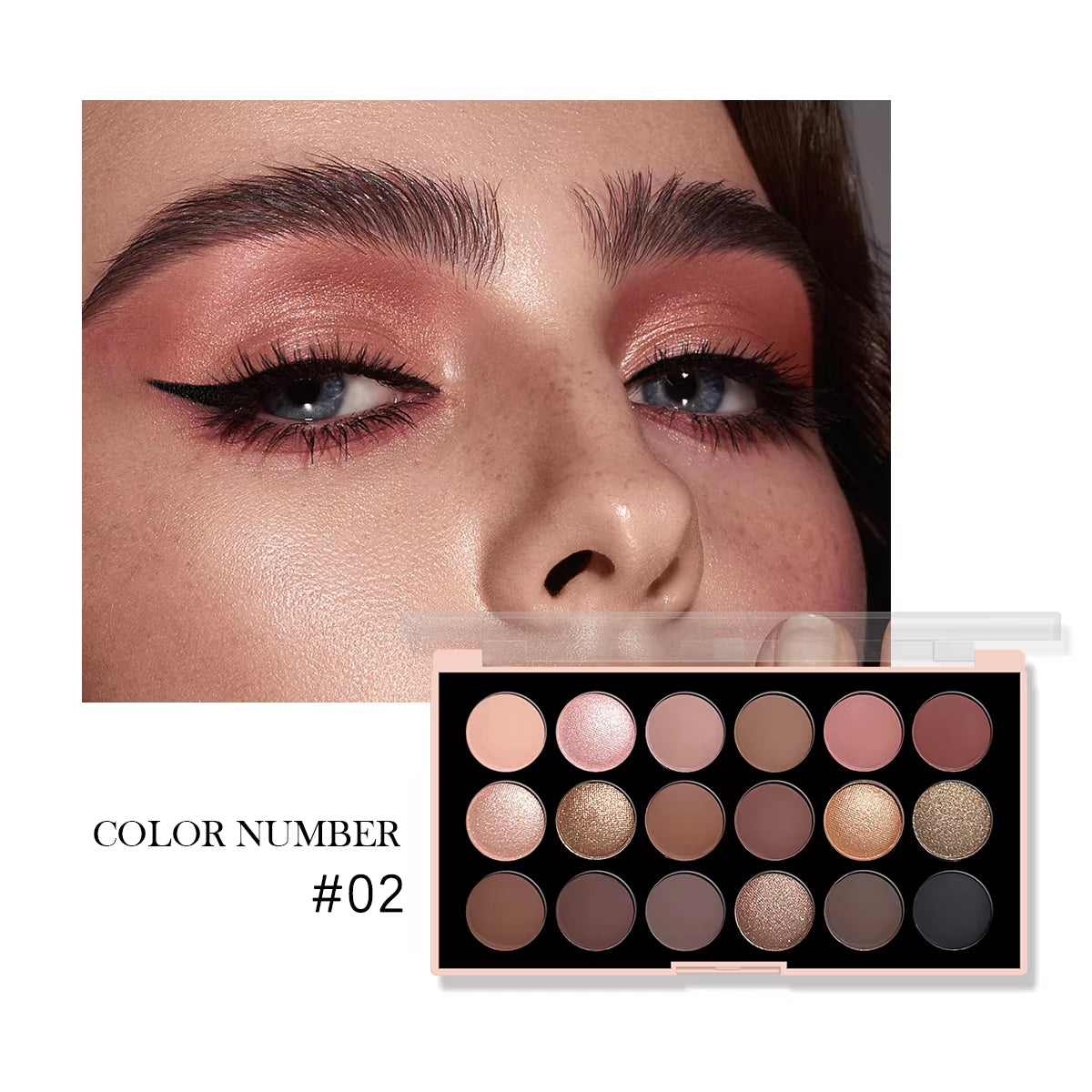18-Color Eyeshadow Palette – Pearlescent, Matte, Fine Shimmer, Glitter, Earth Tones, Long-Lasting, face and cheek