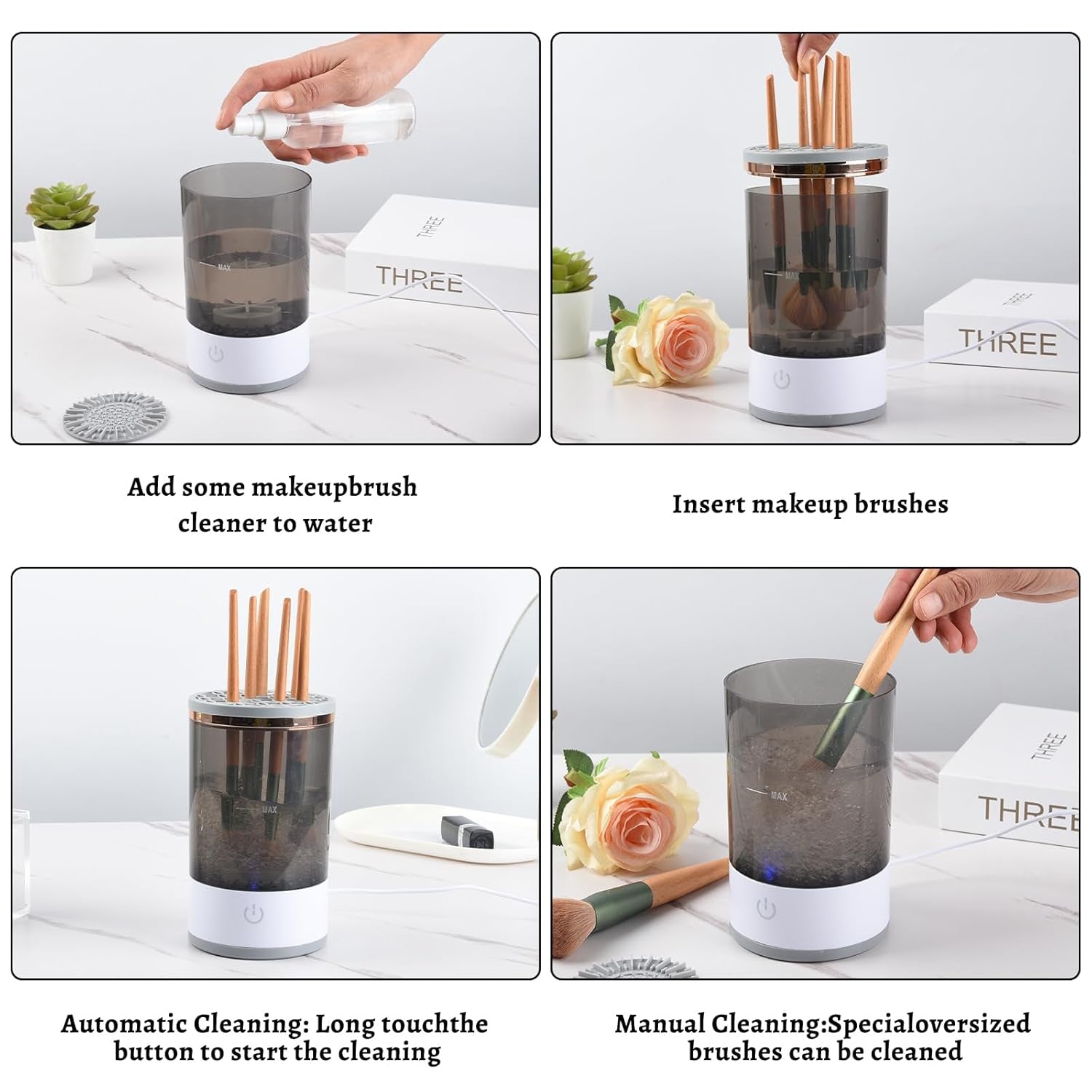 Electric Makeup Brush & Pro Cosmetic Cleaner Cleaner