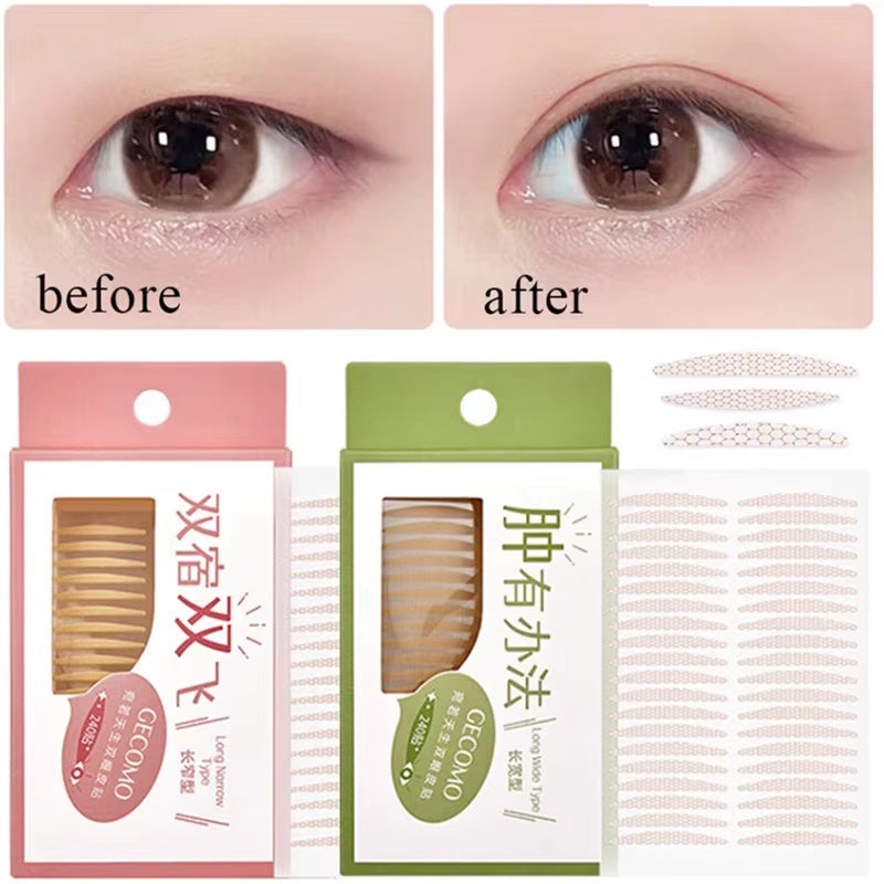 240Pcs Invisible Eyelid Tape Natural Paste Long Lasting Double-Fold Self-Adhesive Sticker for Mono...