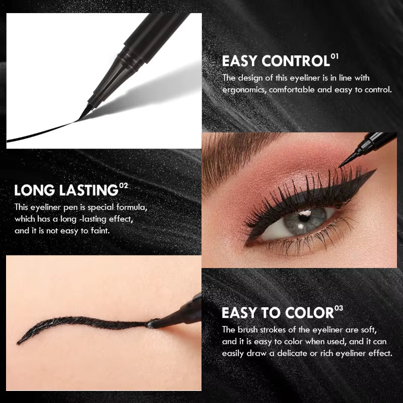 5Pcs/Set Smooth Liquid Eyeliner Pen, Waterproof, Long-Lasting Makeup, Black, Ultra-Fine Pen Tip,Eyelash