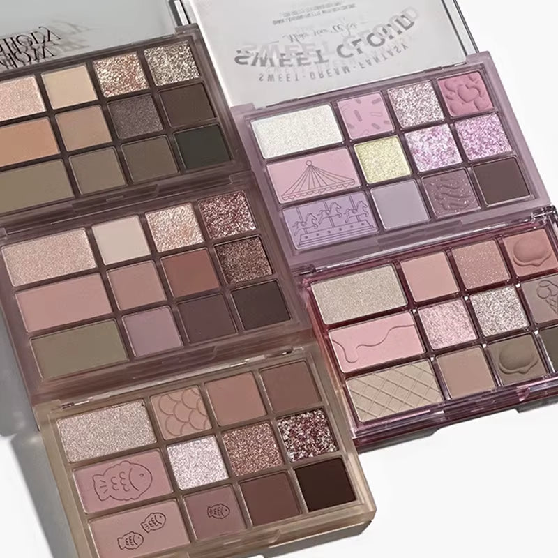 12Color Pink Brown Eye Shadow Tray Pearl Glitter Earth Matte Chocolate Eyeshadow Palette Korea Low S...