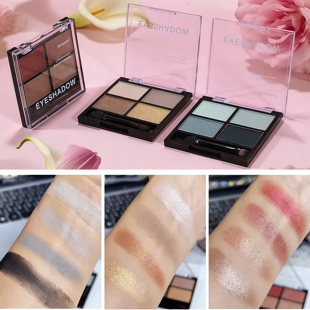  Palette Gray Black Smoky Makeup Matte Pearlescent Silkworm Brightening Base Eyes 4 color eyeshadow
