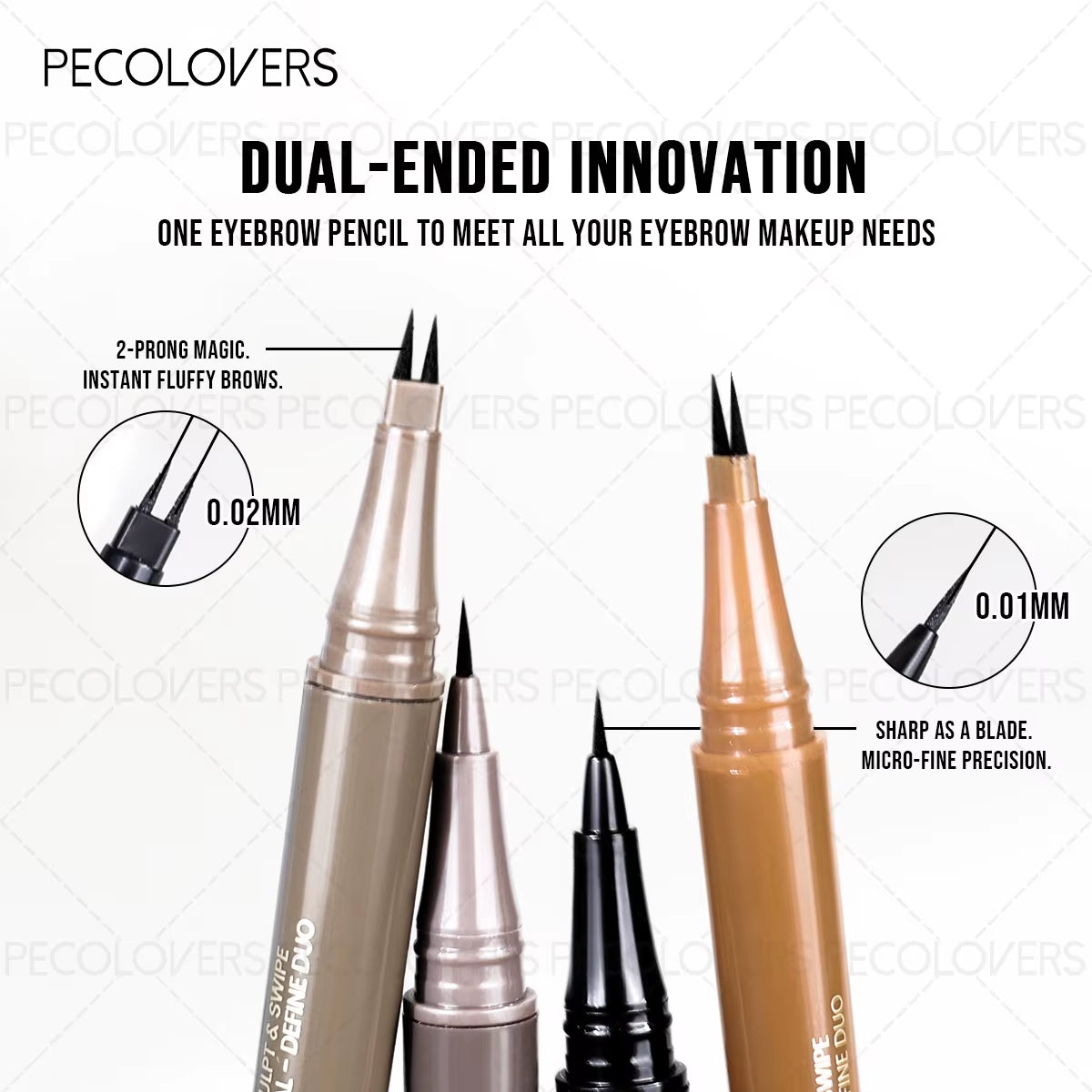 Forks Eyebrow Pencil Dual-Ended Artist Ultra-Fine Waterproof & Sweatproof 1PC 2 
