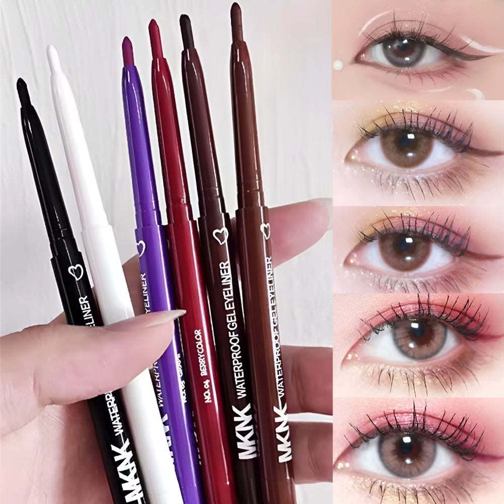 Eyeliner Lip Liner Gel Pencil Waterproof Long-Lasting White Black Brown Easy Wear1/6Pcs 2 in 1