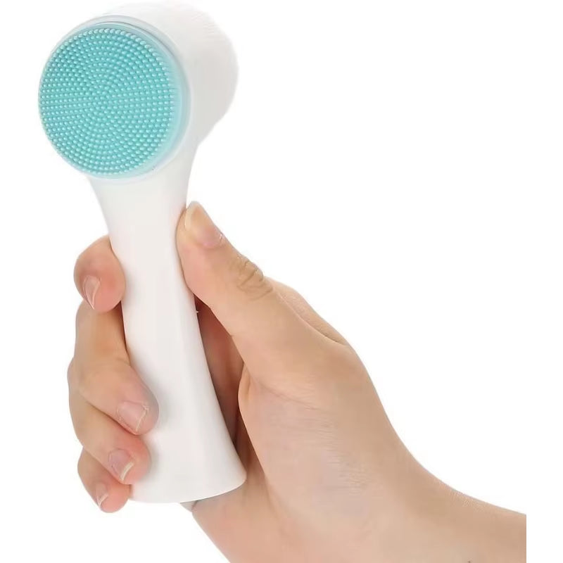 Silicone Face Brush, 2-In-1 Soft Silicone & Bristle Facial Cleansing Brush for Pore Cleaning & Gentl...