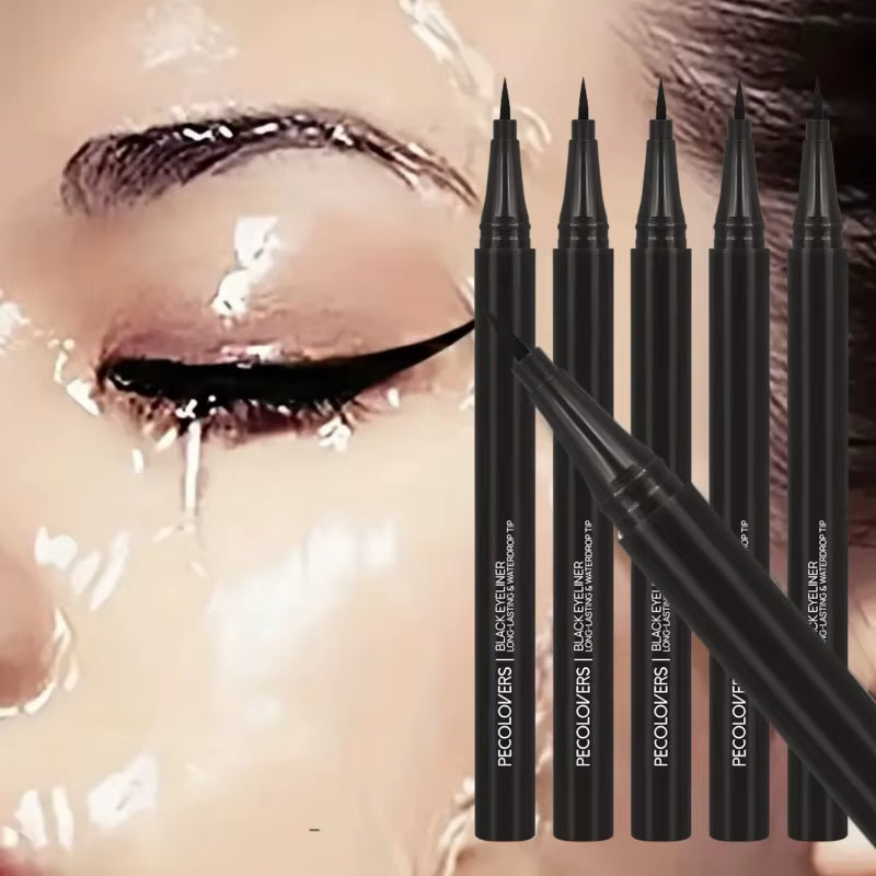 5Pcs/Set Smooth Liquid Eyeliner Pen, Waterproof, Long-Lasting Makeup, Black, Ultra-Fine Pen Tip,Eyelash