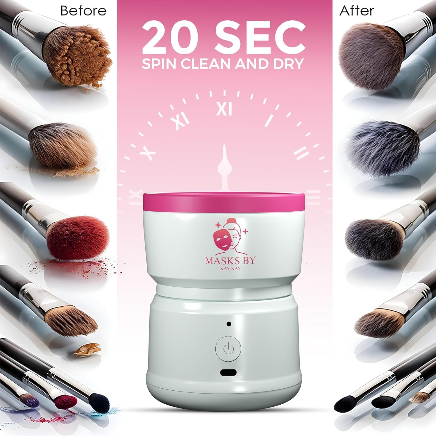 Electric Portable Automatic  Makeup Brush Cleaner Machine