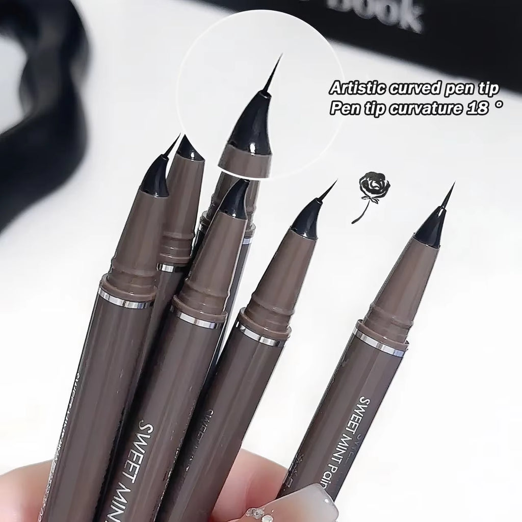 Curved Eyeliner Pen Quick Dry Liquid Eye Liner Easy to Draw Ultra-Fine Lying Silkworm Pencil Black B...